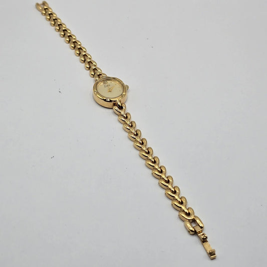 17mm Limit Wristwatch Gold Tone & Gold Dial Untested For Parts/Repair