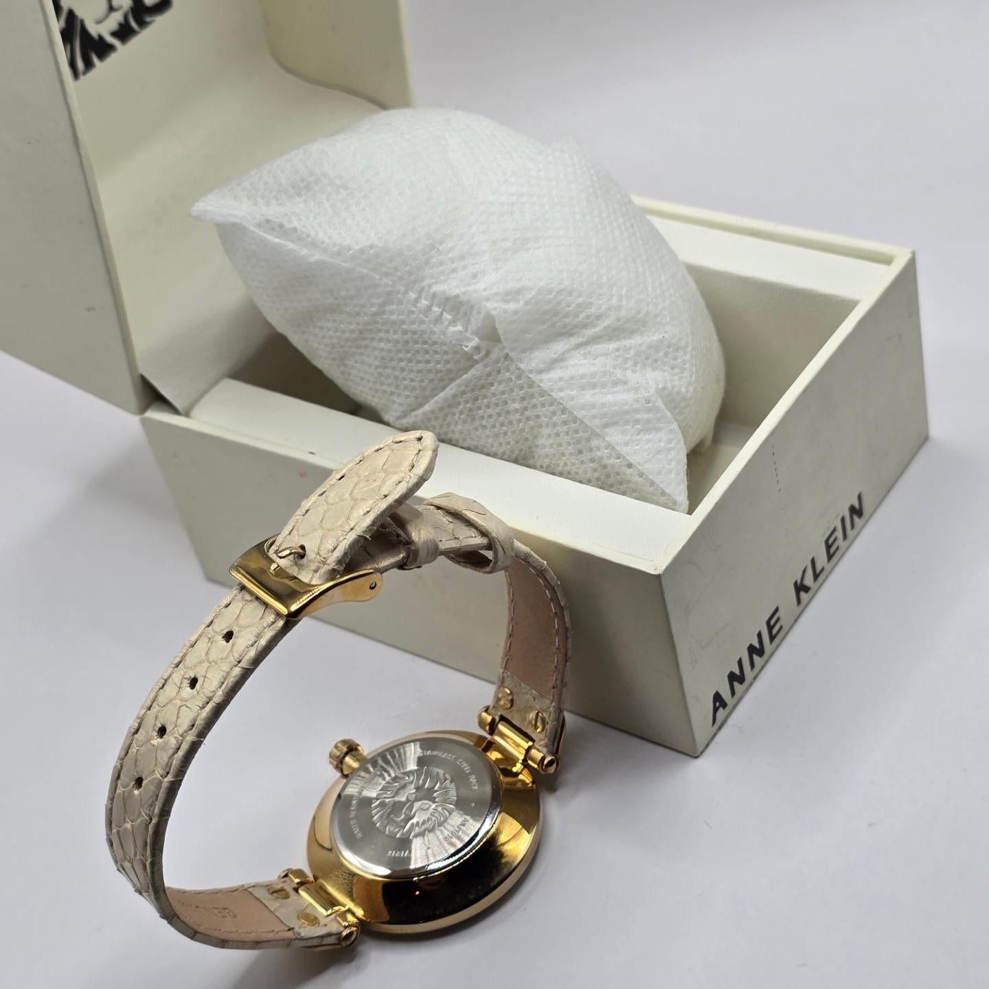 Anne Klein Ladies Gold Tone Quartz Watch #AK/1012, Leather Strap-Excl. Cond.+Box